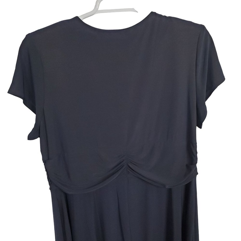 R&M Richards Size 20W Dress Pullover Stretch Fluid Jersey Midi Crystal Navy - Picture 6 of 11